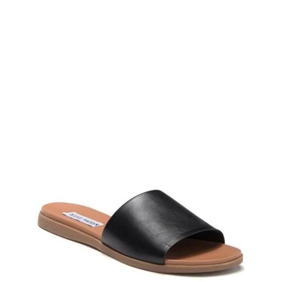 Steve Madden Black Slide Sandals - Picture 1 of 12